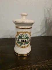 Fol. Bellad. Ceramic Apothecary Jar With Lid – Ceramic Pharmaceutical VTG 7.5 „