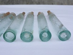 2 X Old Small Medicine Glass Pharmacy Bottle Green Long Approx. 10.0 Cm