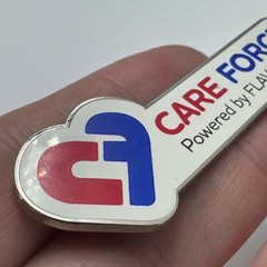 Vintage Care Force FLAVORx Heart Logo Lapel Pin Enamel Red Blue Medical Souvenir