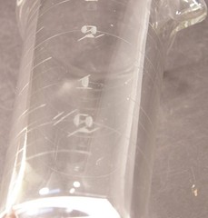 VINTAGE GLASCO CLEAR GLASS ETCHED FOOTED MEASURING POURING BEAKER APOTHECARY LAB
