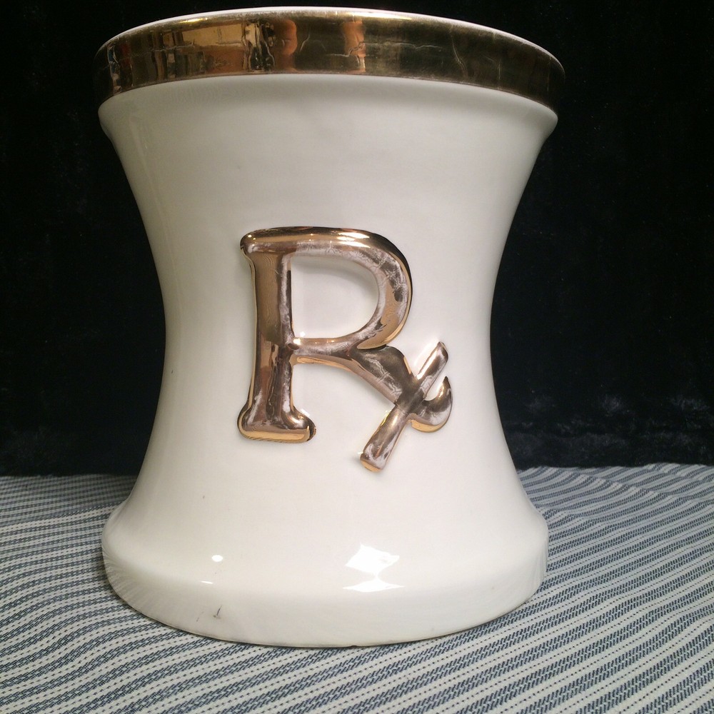 Rx Pharmacy Large Mortar Store Display Rare Vintage 1940s 50s Rex Ceramics
