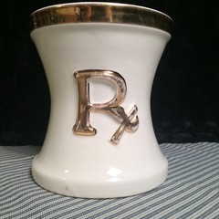 Rx Pharmacy Large Mortar Store Display Rare Vintage 1940s 50s Rex Ceramics