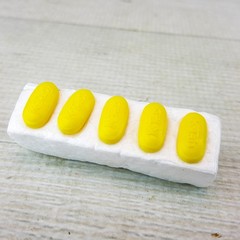 Vintage K-Tab Thumbtacks 5pc Push Pins Yellow Pill Shape Pharmacy Pharm Rep