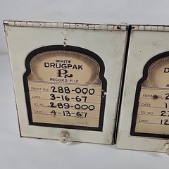 VTG Pharmacy Prescription File Box (2) w/100s of Drug Scripts California 1960s