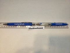 Two 2 New Viagra Drug Rep Metal Blue Marble Twist & Plastic Pens Pharmaceutical