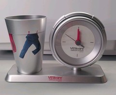 Pharmaceutical Promo VESIcare Desktop Plastic 4.5″H Battery Clock & Pen Holder