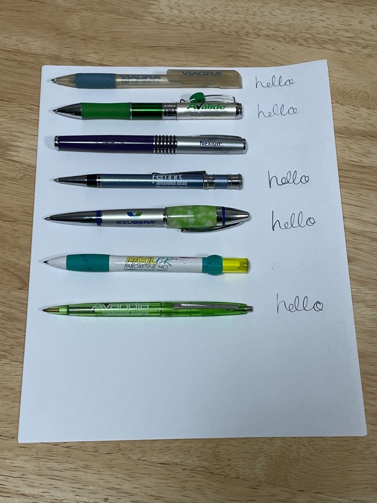Lot 7 Drug Rep Pens Pharmaceutical Pharma Medical Promo Viagra Nexium Paxil ETC