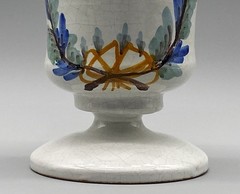 c. 1850 Large Pair Italian Delft Faience Apothecary Pharmacy Albarello Drug Jars