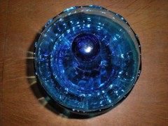 Lg Blue Apothecary Jar Vtg Hand Blown Empoli Italian Canister Circus Tent Lid