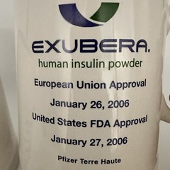 2 Exubera Coffee Cups 2006 Pharmaceutical Collectible Drug Rep Discontinued