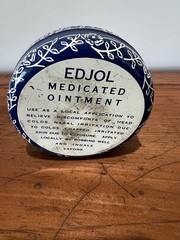 Vintage Antique Apothecary Edjol Medicated Ointment Tin Pharmacy Collectable.