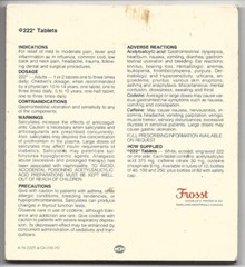 very rare Charles E. Frosst 222 ‚Pain‘ promo Notepad 1978 Canada Pharmaceuticals