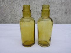 2 X Old Small Green Medicine Glass Pharmacy Bottle Approximately 9.7 Cm Green