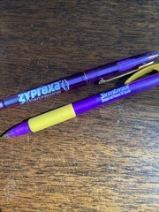 Lot of 2 Drug Rep Zyprexa Symbyax Collectible Pharmaceutical Pens Purple Lilly