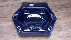 vintage Pfizer advertising ccolbalt blue ash tray Hexagonal sea shell design