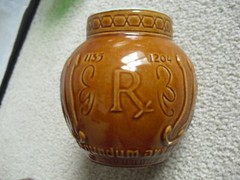 Unique Vintage Glazed Brown Ceramic Schering Medicine Jar 5 1/4″ Tall