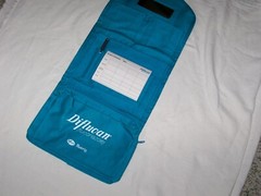 VINTAGE PFIZER DIFLUCAN PROMOTIONAL UTILITY BAG NOTE PAD-PEN CANVAS TEAL BLUE