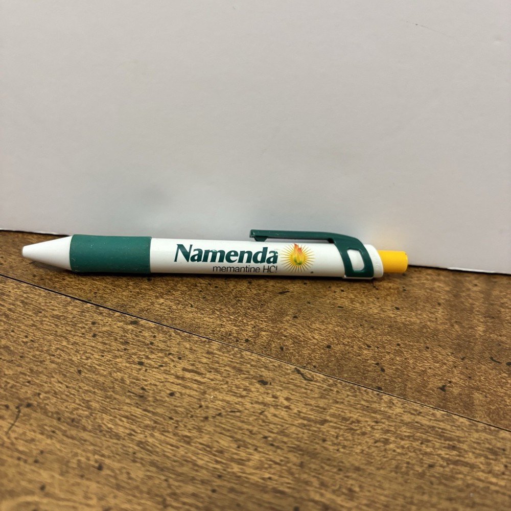Green & Yellow Namenda LOGO Clicky PEN Drug Rep Pharmaceutical Advertising WORKS
