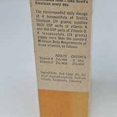 Vintage 1950’s SCOTT’S EMULSION BOTTLE w/ Contents Harold Ritchie, CLIFTON NJ