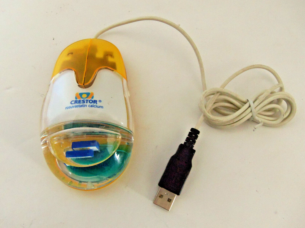Vintage CRESTOR Pharmaceutical Drug Rep Aqua Computer Mouse USB Collectible NEW