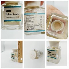 Vintage Upjohn Unicap Multivitamins Empty Bottles Collectible Jars Drug Lot Of 2