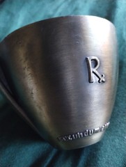 Vintage Brass Rx Graduate 1971 Mortar Pestle MEDICAL HISTORY coricidin INDUSTRY
