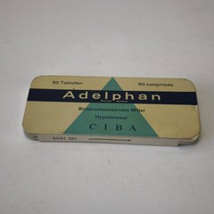 Vintage CIBA Adelphan Medical Empty Tin Box from High Blood Pressure Pills #6205