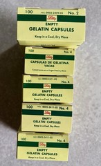 Lot Of Five Boxes Lilly Clear Gelatin Empty Capsules 1 Box No.2 4 Boxes No.4