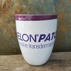 EXELON PATCH Coffee Cup Mug Pharmaceutical Promo Advertising White Purple 16oz