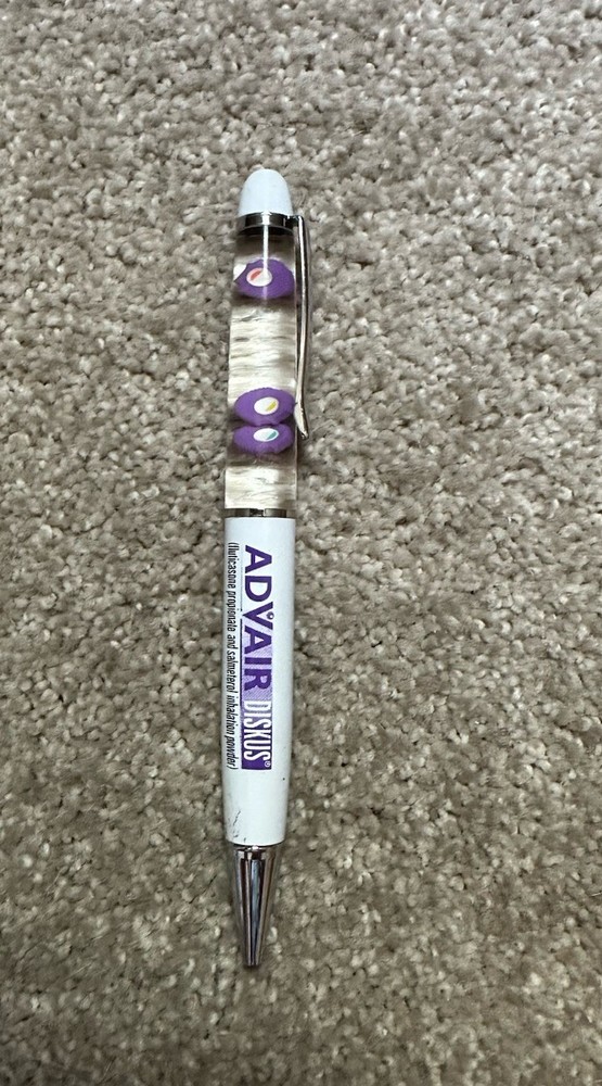 Vintage Advair Pen Drug Rep Advertising Metal Floaty Pen – Works