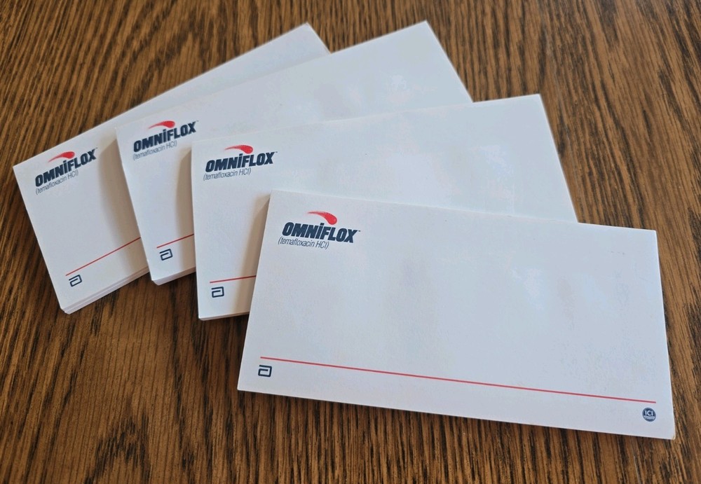 Omniflox Sticky Postit Notes x4 Pharmaceutical Drug Rep Promo Medical