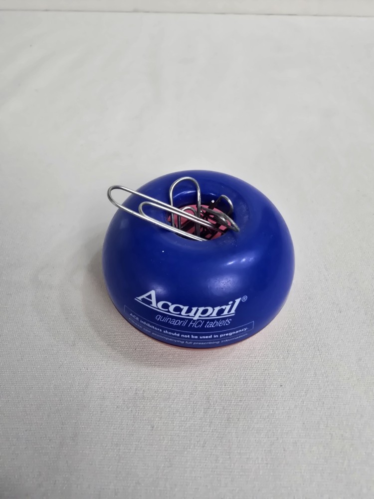 Vintage Pharmaceutical Accupril Drug Rep Advertising Desk Paper Clip Holder
