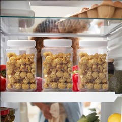 18 Pack Clear Plastic Storage Jars with Lids,27 oz Easy Grip Handles Plastic …