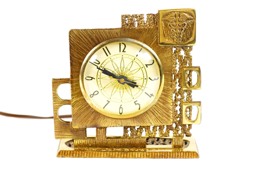 Mid-Century MD Doctor’s Brass Lanshire Electric Desk Clock