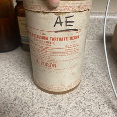 Vintage Antimony Potassium Tartrate Tartar Emetic Poison Bottle Can 1 lb