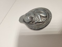 Vtg 1950-60s Parke-Davis Tabron Baby In Womb Fetus Pewter Heavy Paperweight