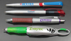 Lot 4 PENS Drug Rep Pharmaceutical Promo Bextra Caduet Zyprexa Zyrtec Carabiner