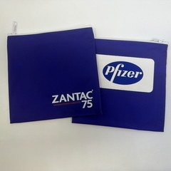 Lot Of 2 Promotional Zantac 75 Money, Travel, Make Up Zippered Bag 6”x6”