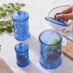 KMwares 3PCs Set Small Glass Premium Quality Apothecary Jars with lids Bathro…