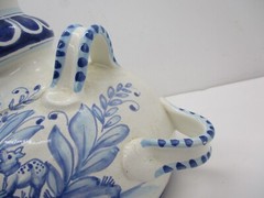Amazing Pharmacy Apothecary Jar „Aq Mele“ Blue and White Hand Painted Deer