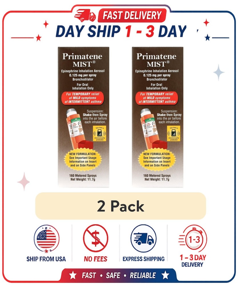 (2 pack) Primatene MIST Epinephrine Oral Inhalation Aerosol