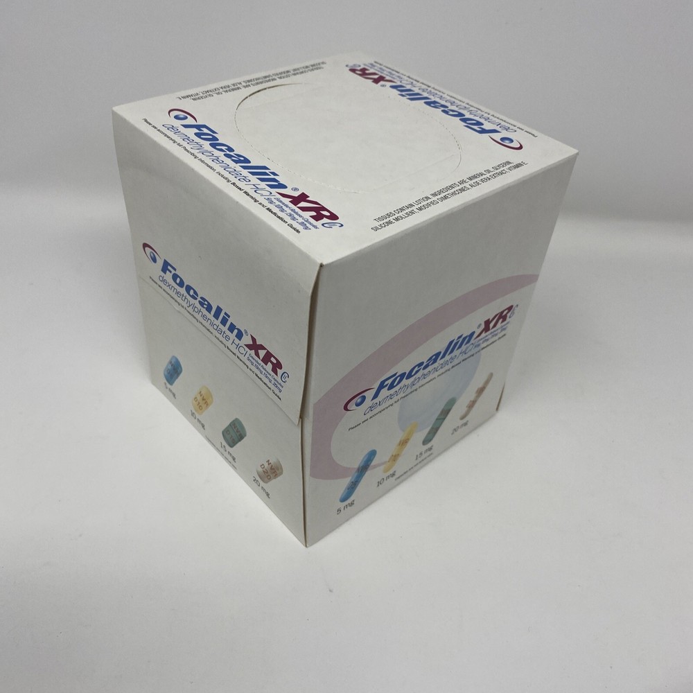 Vintage Focalin XR Tissue Box Pharmaceutical Pharm Rep 2007