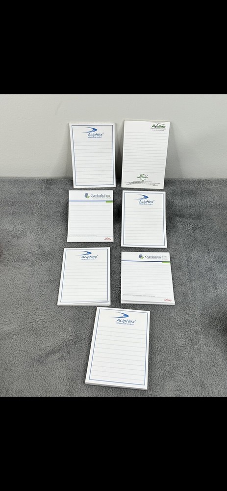 Lot of 7 Drug rep collectible note pad Cymbalta Avalide AcipHex Doctor giveaway