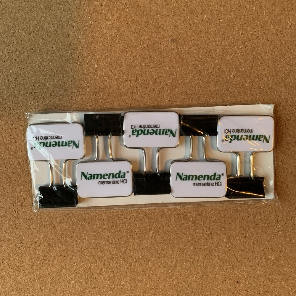 Namenda Collectable Binder Clips, Pharmaceutical Drug Rep Promo
