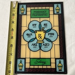 Vintage Schering Pharmacy Stained Glass Advertising Sign