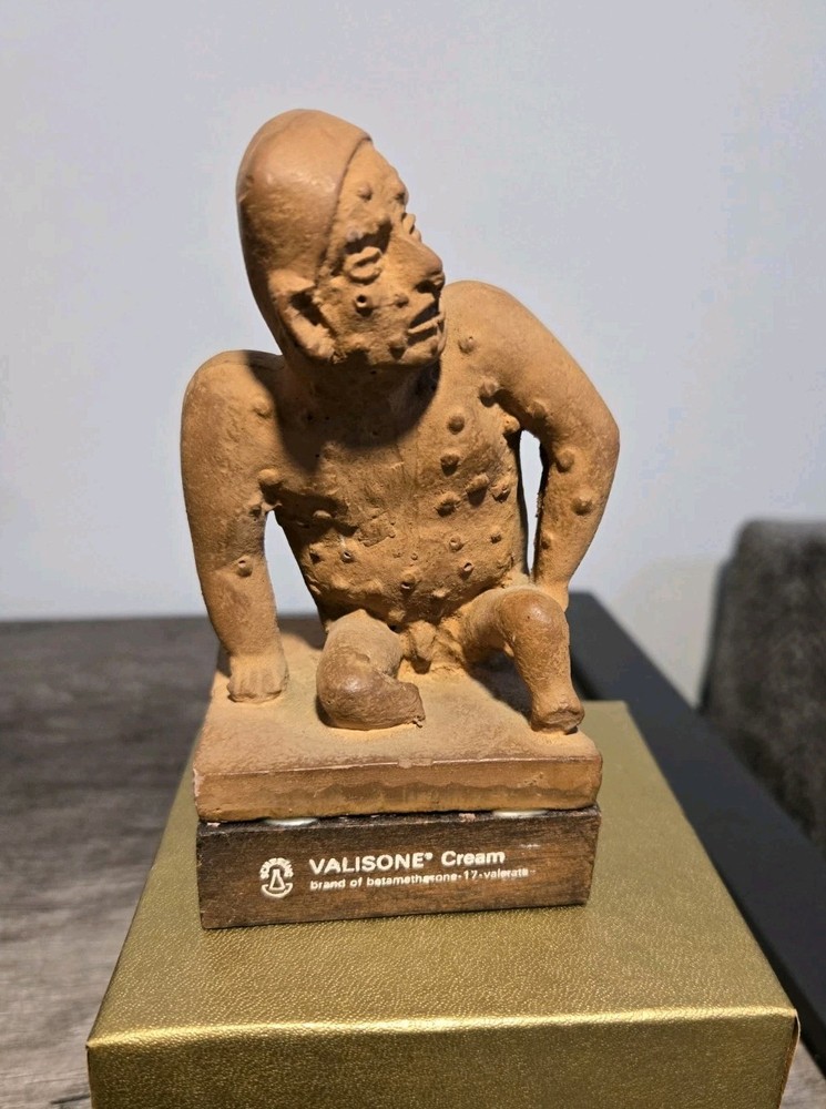 Vintage Pharmaceutical Advertising Figurine Valisone Cream Man With Skin Lesions