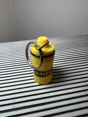 Bayer Aspirin Advertising Women Heart Pill Holder Container Keychain Yellow Vtg