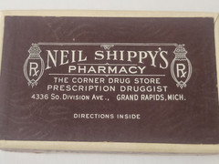 Vintage Pharmacy 50s RX Prescription pill box NEIL SHIPPY’S Grand Rapids, MI EXC