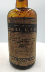 1920’s Parke, Davis & CO SQUILL Detroit Mich 4 3/4 “ Amber Medicine bottle