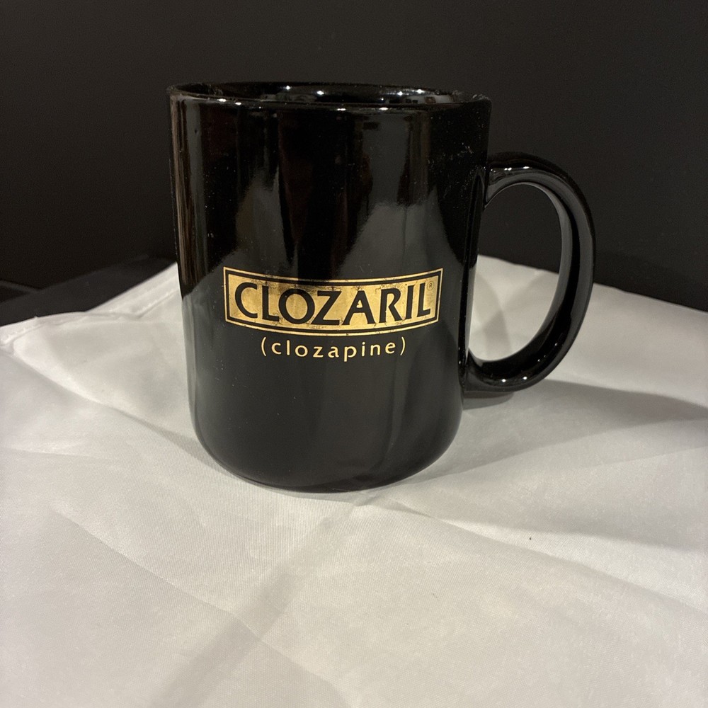 Clozaril Tablets Advertising Pharmaceutical Drug Coffee Mug Black And Gold